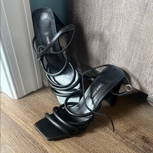 Nine West Black Spiral Strap Heels